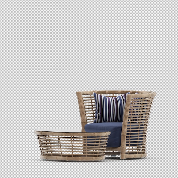 Renderizado en 3D de un sillón isométrico