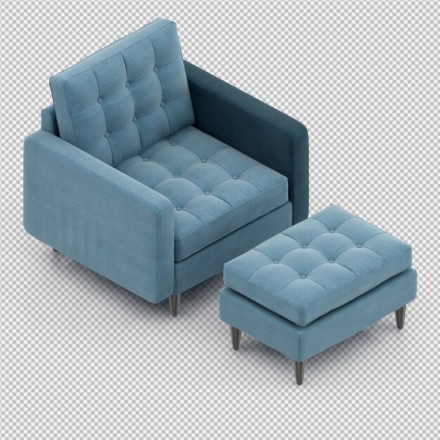Renderizado en 3D de un sillón isométrico