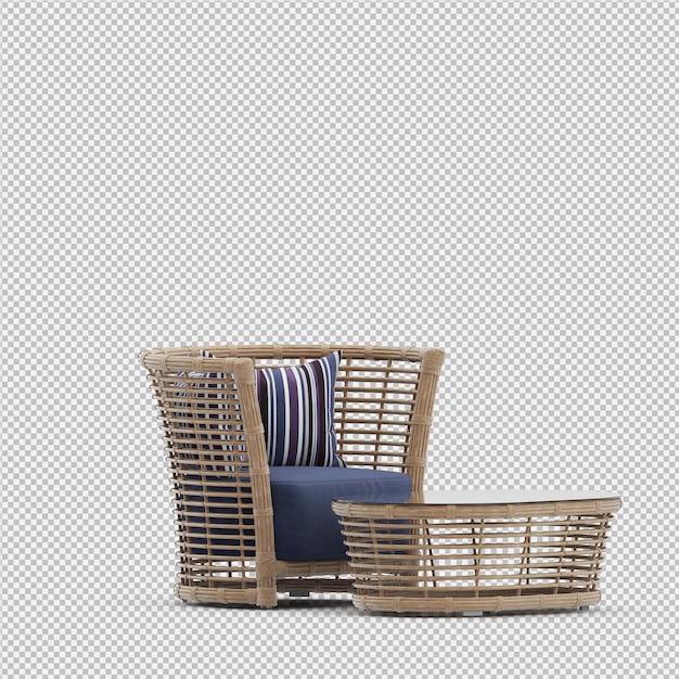 Renderizado en 3D de un sillón isométrico