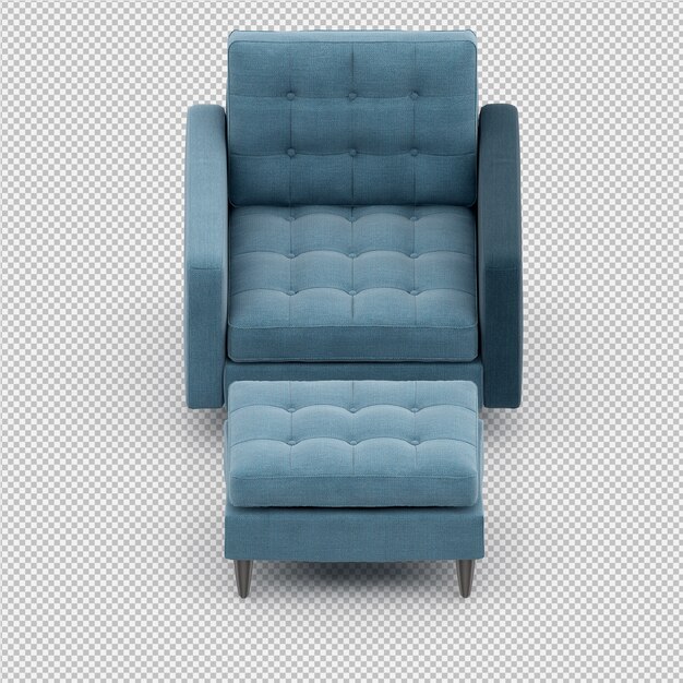 Renderizado en 3D de un sillón isométrico