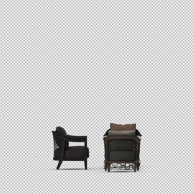 Renderizado en 3D de un sillón isométrico