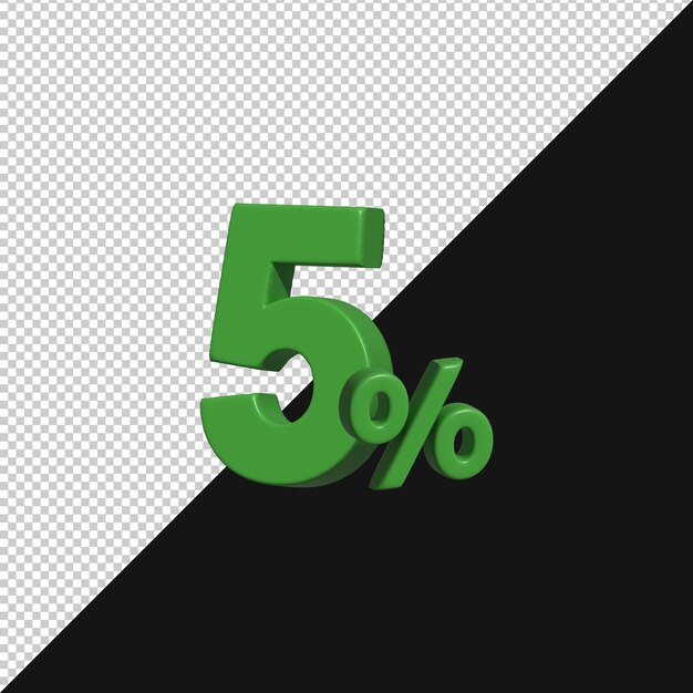 Renderizado en 3D del símbolo de descuento 5
