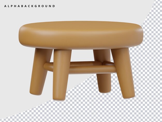 Renderizado en 3D de un simple taburete de madera