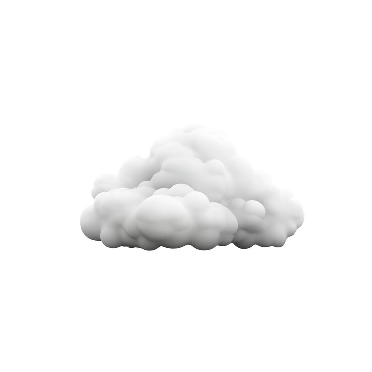 PSD renderizado en 3d de una sola nube de cúmulo blanca y esponjosa sobre un fondo blanco