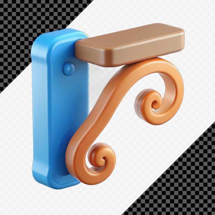 PSD renderizado en 3d de un soporte de estantería curvo