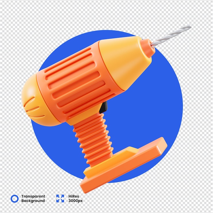 PSD renderizado en 3d de un taladro naranja