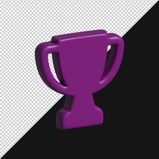 Renderizado en 3D de un trofeo púrpura aislado en un fondo transparente