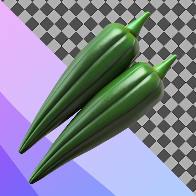 Renderizado en 3D de las verduras de okra