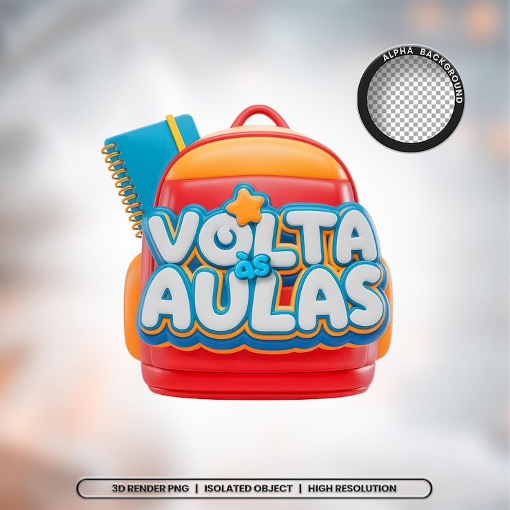 PSD renderizado en 3d de vuelta a la escuela sello icono del elemento escolar psd png