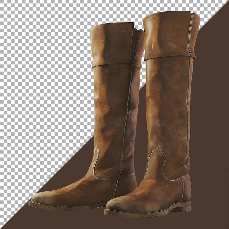 PSD renderizado en 3d de unos zapatos largos de cuero sobre un fondo transparente generado por ai