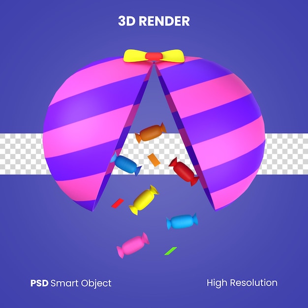 PSD renderizado abierto de piñata 3d aislado