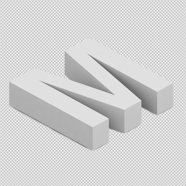 Renderizado aislado en 3D del alfabeto isométrico