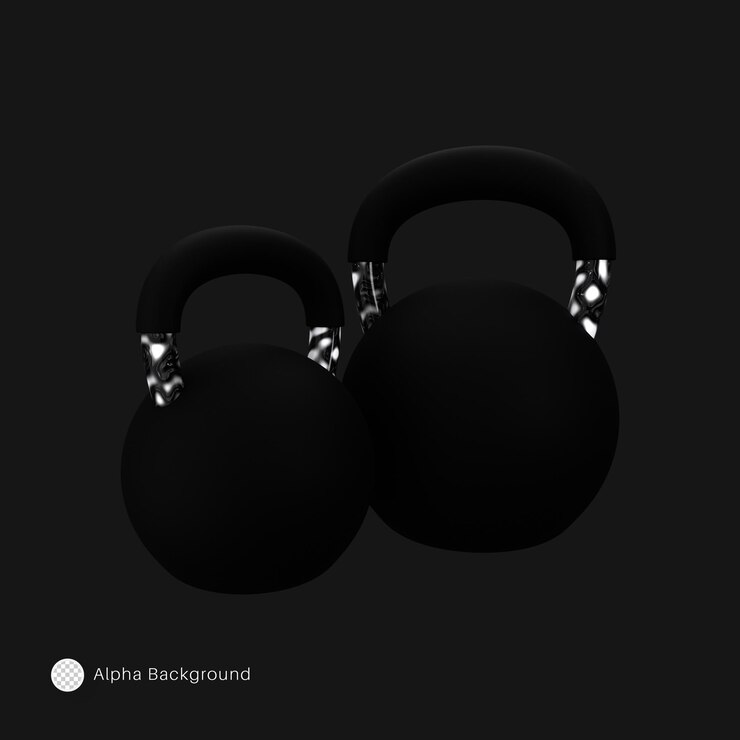 PSD renderizado de alta calidad de kettelbell negro de ilustración 3d.