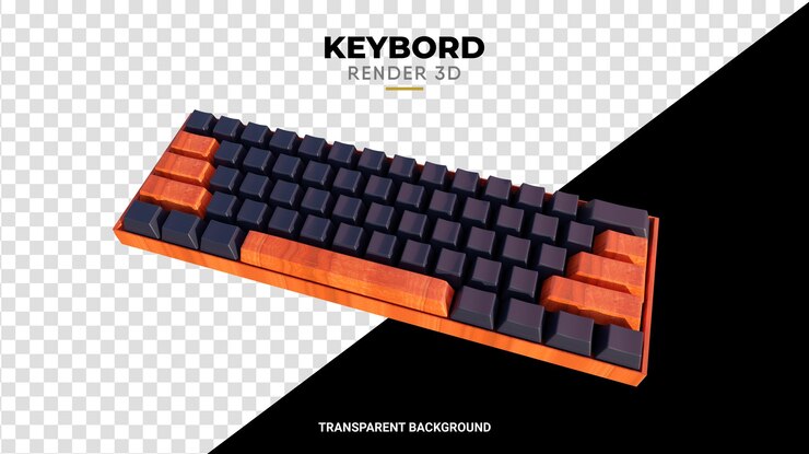 PSD renderizado de alta calidad de textura de madera y teclado 3d oscuro