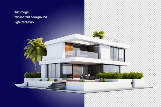 PSD renderizado de casas modernas en 3d