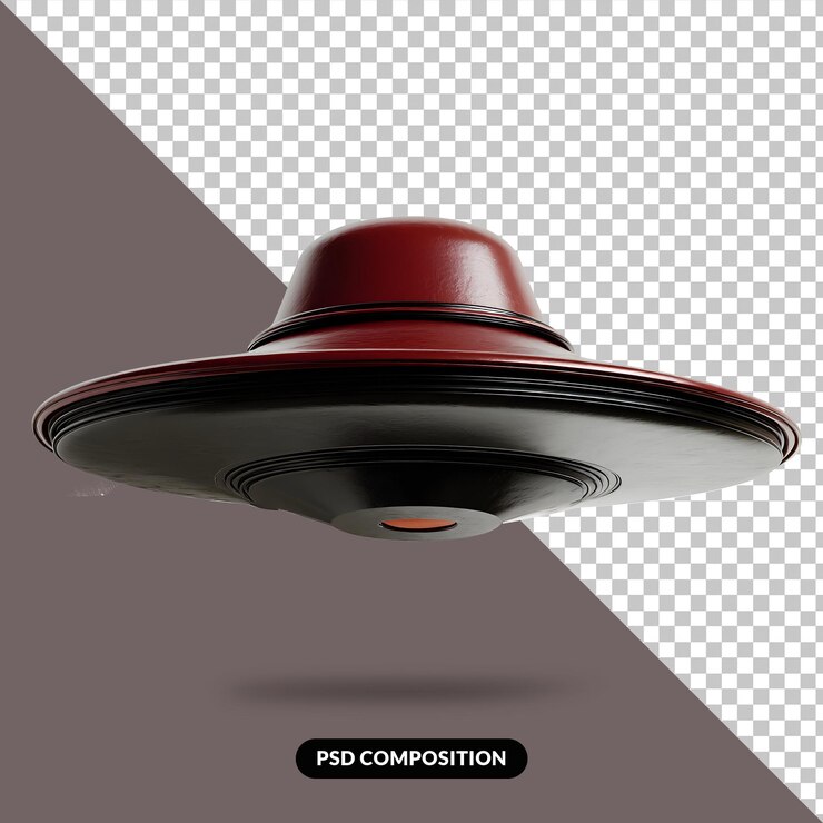 PSD renderizado detallado en 3d de un platillo volador ovni futurista