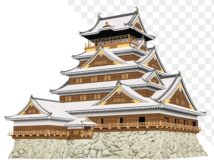 PSD renderizado detallado del castillo de kumamoto en japón