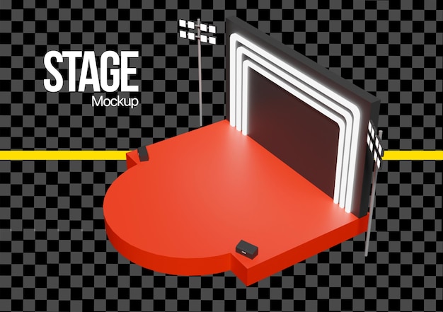 Renderizado de diseño de escenario 3D para maqueta de evento