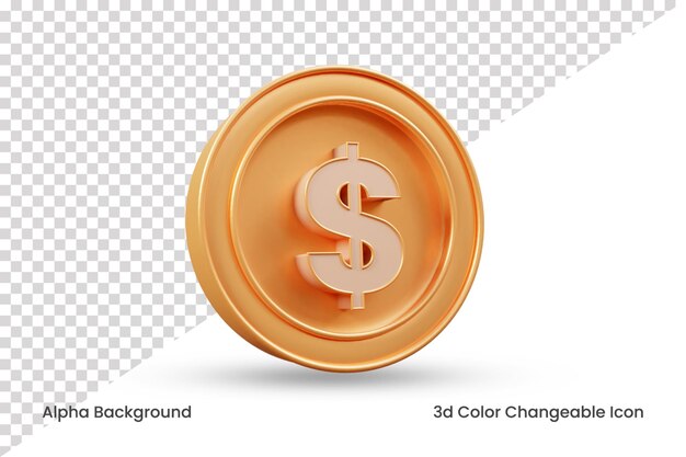 Renderizado de dólar de oro 3d e icono de signo de moneda