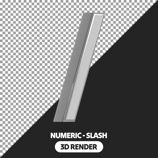 Renderizado en estilo plateado aislado 3d Slash signos numéricos en fondo transparente PSD