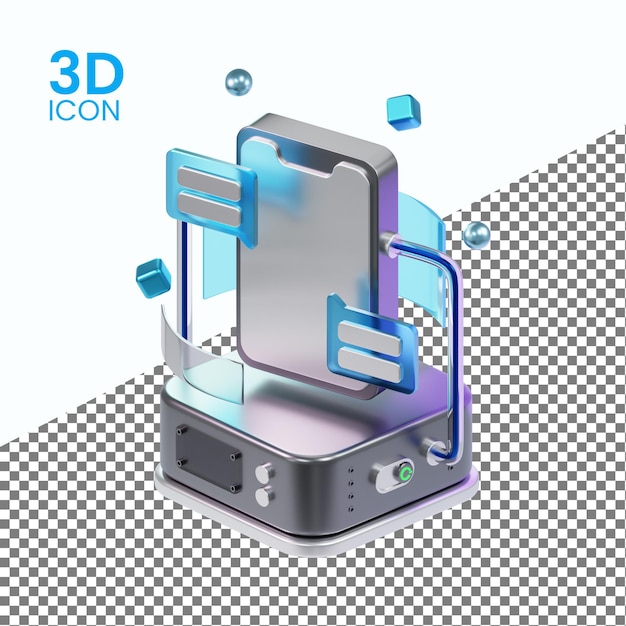 PSD renderizado de íconos 3d de tecnología telefónica