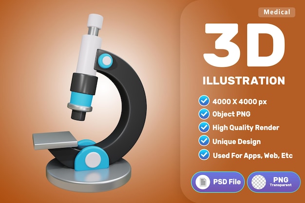 PSD renderizado de iconos de alta calidad de microscopio 3d