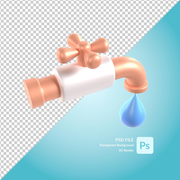 Renderizado de ilustración 3d de agua del grifo