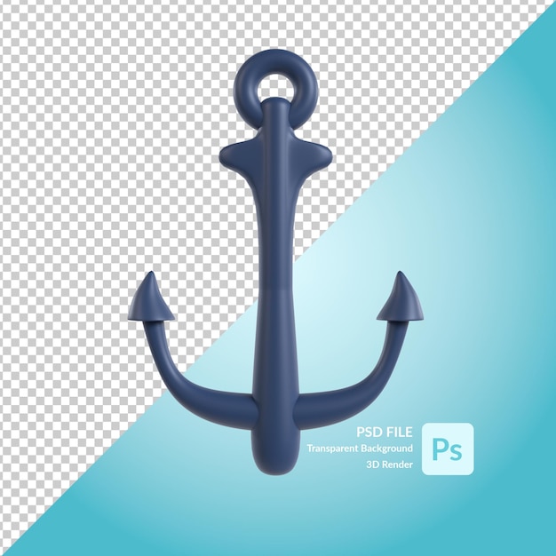 PSD renderizado de ilustración 3d de ancla