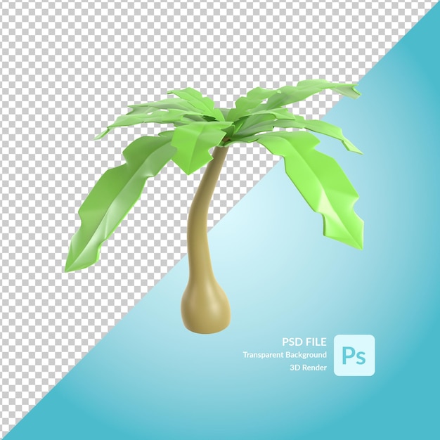 Renderizado de ilustración 3d de árbol de coco