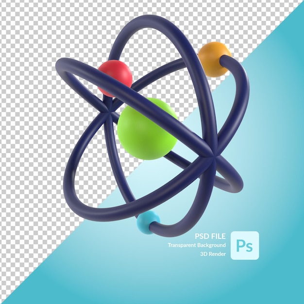 PSD renderizado de ilustración 3d de átomo