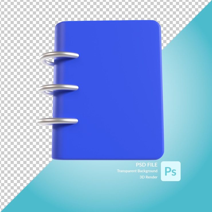 PSD renderizado de ilustración 3d de cuaderno de bocetos