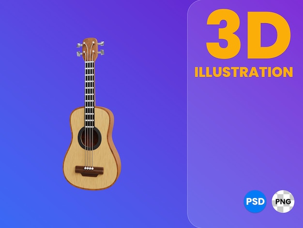 PSD renderizado de ilustración 3d de guitarra