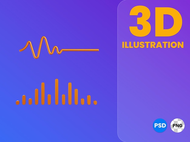 PSD renderizado de ilustración 3d de onda de sonido