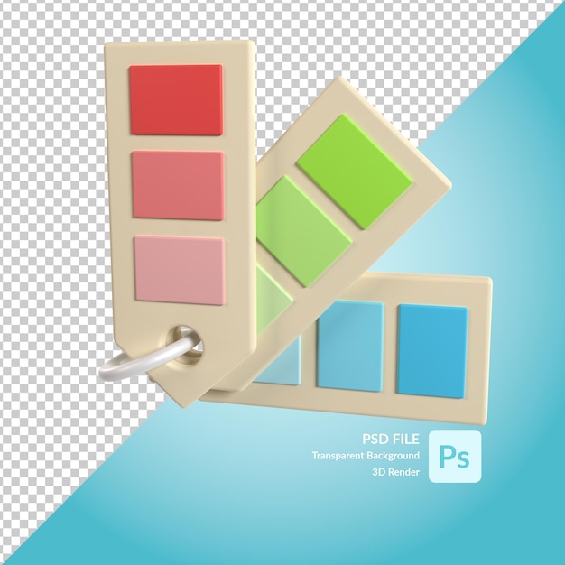 PSD renderizado de ilustración 3d de paleta de colores