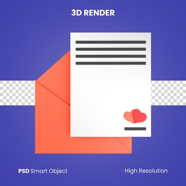 PSD renderizado de invitación de boda 3d aislado