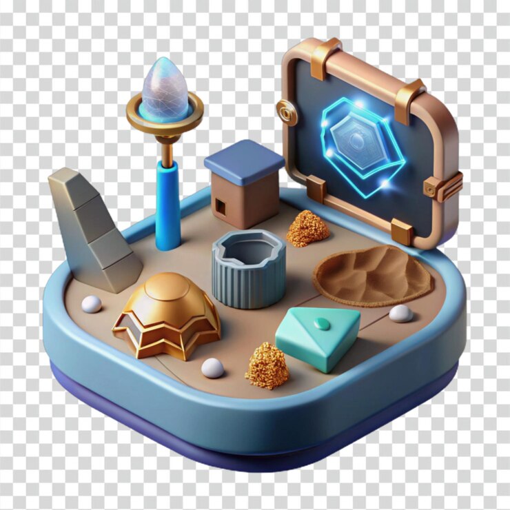 PSD renderizado isométrico 3d enigmático