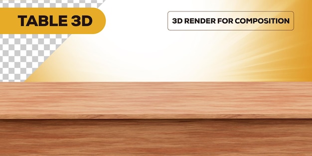 Renderizado de mesa de madera en 3D