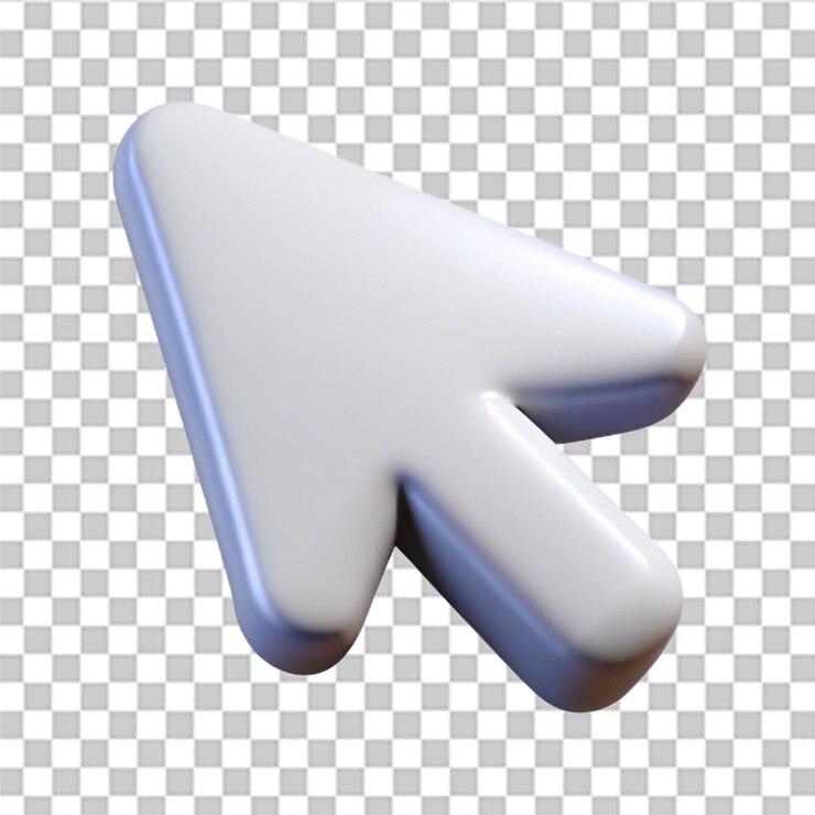 PSD renderizado de plástico vectorial 3d blanco cursor del ratón de la computadora haga clic en el símbolo diseño de elementos web