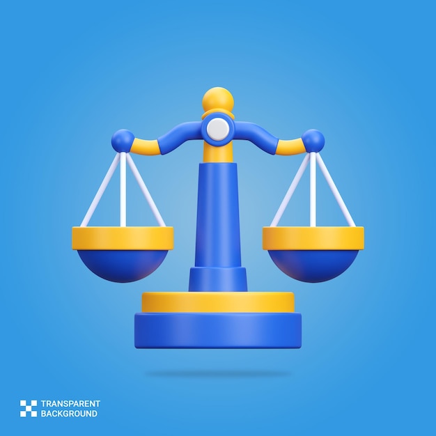 Renderizado en PSD 3D de la balanza de la justicia