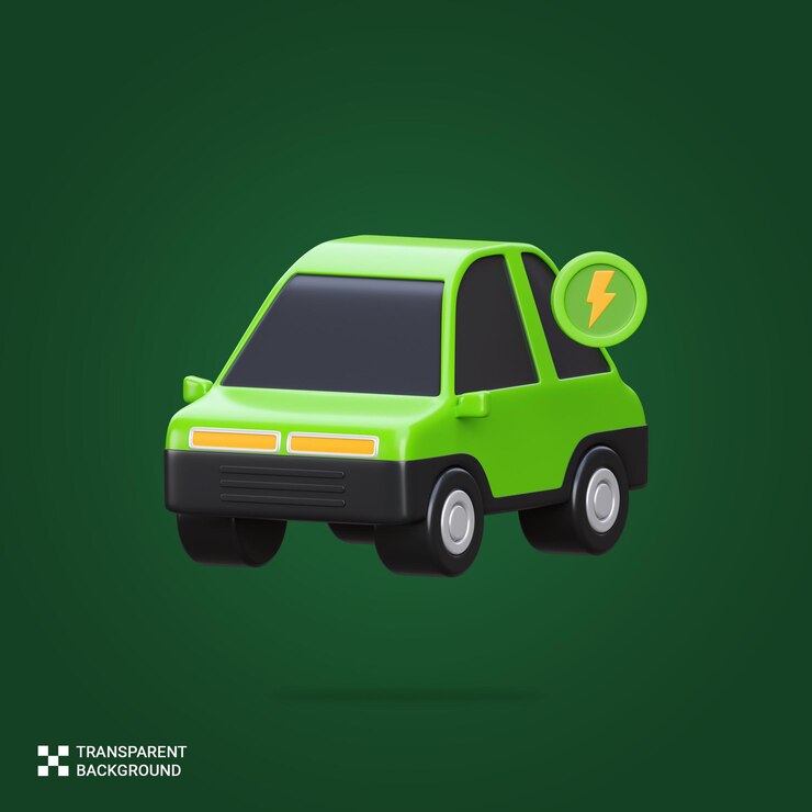 PSD renderizado en psd 3d de la ilustración del icono del coche eléctrico