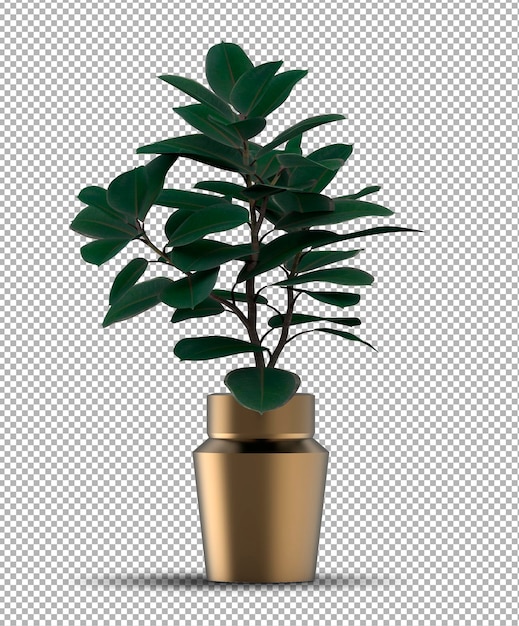Renderizado realista de plantas en macetas aisladas