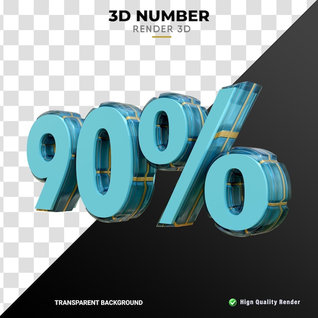 Renderizado realista de textura de vidrio de número por ciento