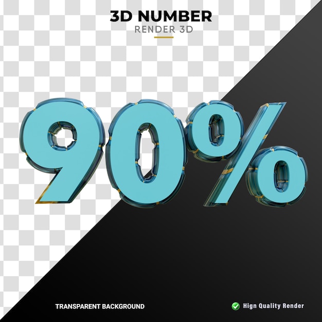 Renderizado realista de textura de vidrio de número por ciento