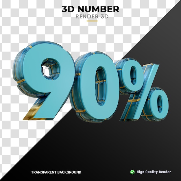 Renderizado realista de textura de vidrio de número por ciento