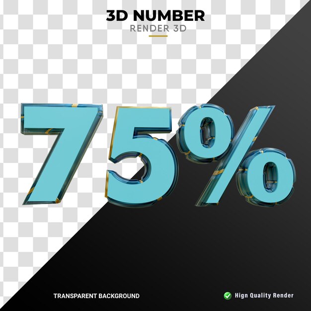 Renderizado realista de textura de vidrio de número por ciento