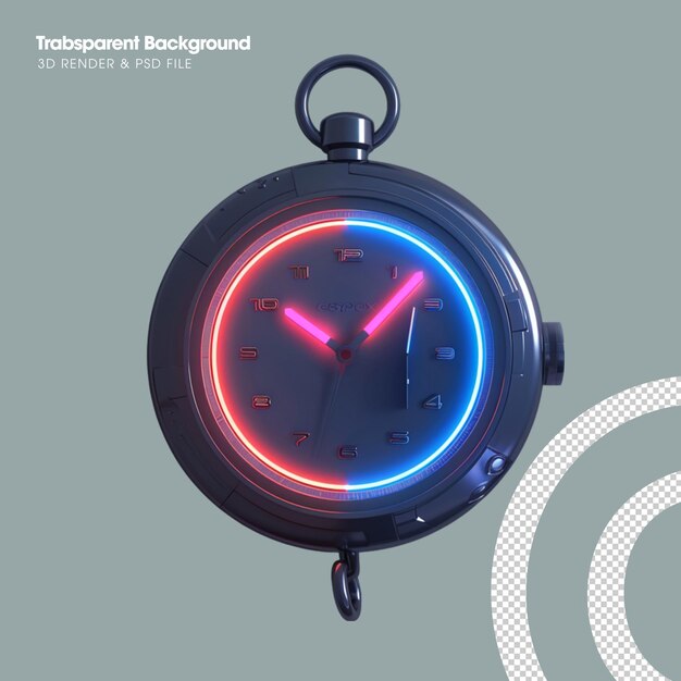 PSD renderizado de reloj de alarma de tiempo psd 3d aislado para la composición