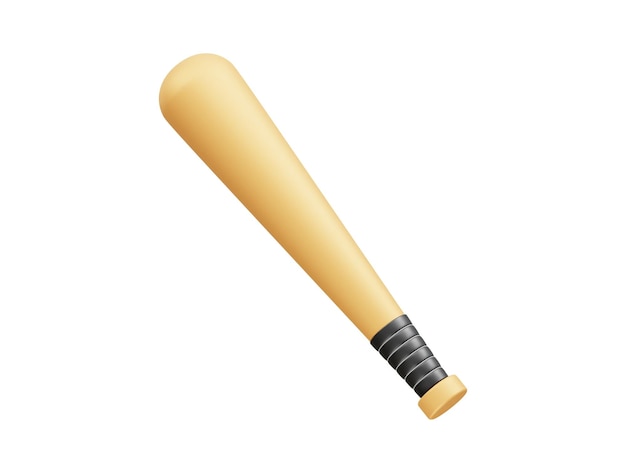 Renderizado vectorial de la ilustración del icono del bate de béisbol en 3D