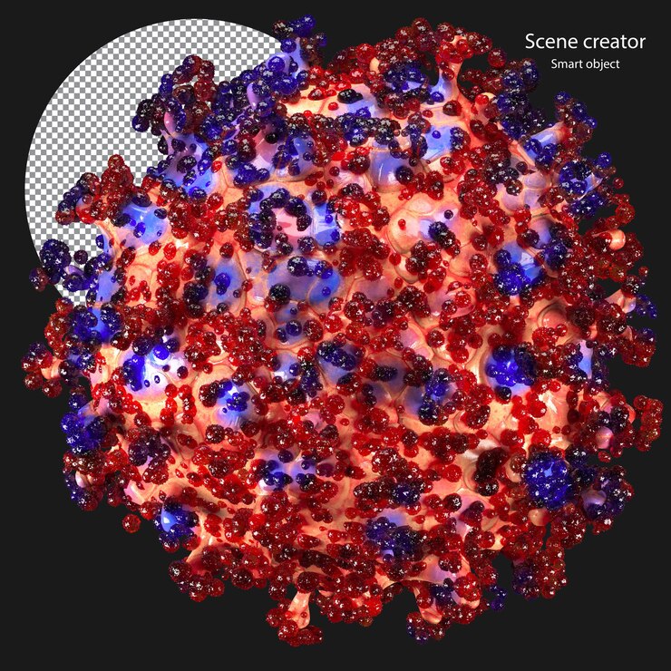 PSD renderizado de virus 3d trazado de recorte de virus 3d coronavirus 3d