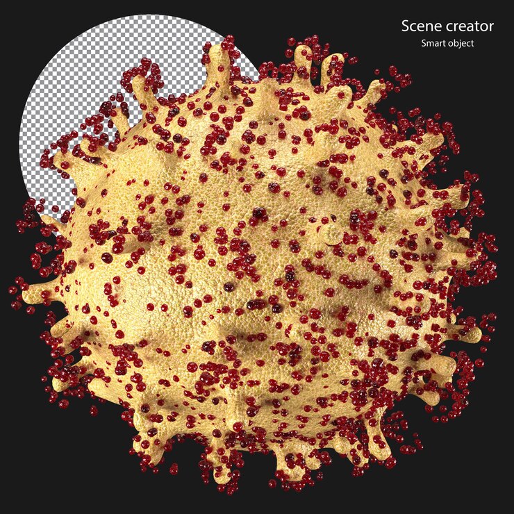 PSD renderizado de virus 3d trazado de recorte de virus 3d coronavirus 3d