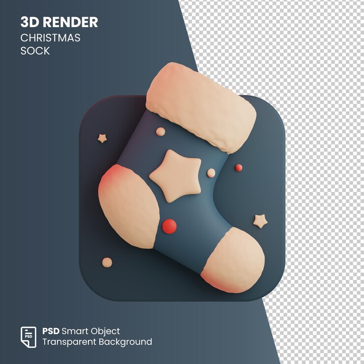 PSD renderizar en 3d el calcetín de navidad